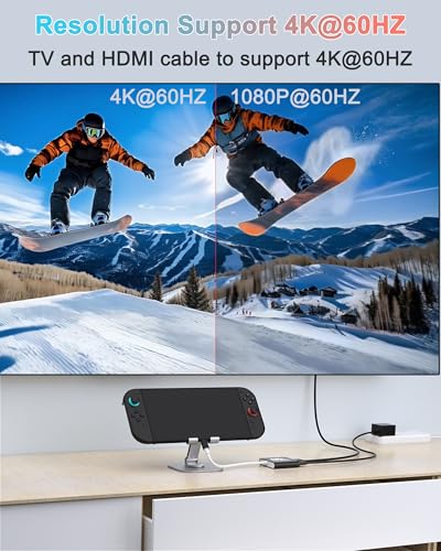 Switch 2 Dock for Nintendo Switch 2 & OLED, Docking Station for TV, Portable Travel Dock, USB C to HDMI Adapter for Steam Deck/MacBook/Laptop, Black