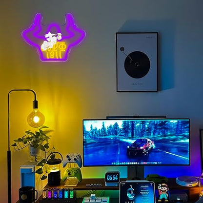 Omega Neon Light Sign Dimmable LED Greek Gesture Shape Retro Math Letter Psi Phi Neon Light, Party Bar Game Room Cinema Living Room Decor Festive Omega Birthday Holiday Gifts(15.7 * 11.8in) - color: Purple Omega
