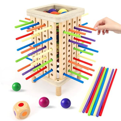 Pichoi Montessori Game Wooden Board Game - Multiplayer Family Travel Game - Math Educational Fine Motor Skills Toy for Boys Girls Ages 3-8, Perfect Holiday & Birthday Gift