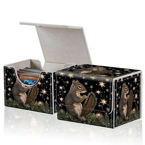 for MTG Commander Deck Box,Card Deck Box for Trading Yugioh MTG,Fits 100 Double Sleeved Cards,PU Leather Strong Magnet Case for Magic Commander TCG CCG,Cute Squirrel Star - color: Cute Squirrel Star