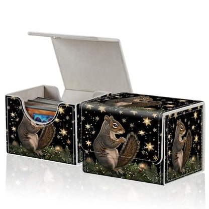 for MTG Commander Deck Box,Card Deck Box for Trading Yugioh MTG,Fits 100 Double Sleeved Cards,PU Leather Strong Magnet Case for Magic Commander TCG CCG,Cute Squirrel Star - color: Cute Squirrel Star