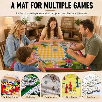Mahjong Mat–31.5 x 31.5 Tropical Flower American Mahjong Table Mat, Non Slip Noise Mahjong Gaming Table Cover for Mahjong, Poker, Card, Board Tile Games - color: Tropical Flower