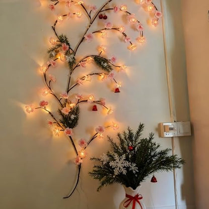 47 Inch Cherry Blossom Tree Light with Remote, 48 LED Cherry Blossom Branch Lights for Wall, 8 Lighting Modes&Timer, Flexible DIY Indoor Decoration for Home, Christmas, Wedding, Party (48LED-47inch) - size: 48LED-47inch