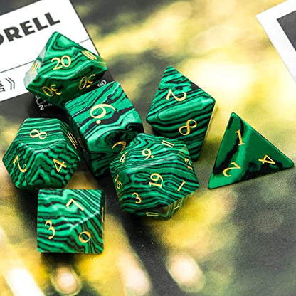 UDIXI Malachite Stone Dice Set D&D Gemstone DND Dice Set for Tabletop Games | Natural Stone, Premium Gift Box, DM Gift, for Dungeons and Dragons Role Playing Games - color: Malachite