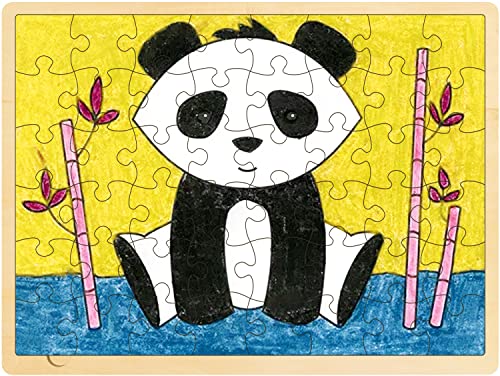 48 Piece Blank Puzzle with Tray to Draw on, Each Piece is Unique, Custom Puzzle 14.2x10.6 Inches for Crafts & DIY, Make Your Own Wooden Jigsaw Puzzles