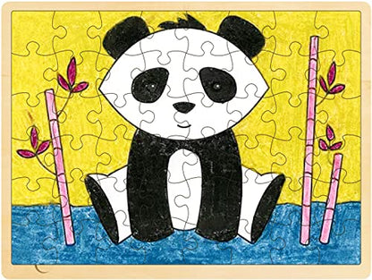 48 Piece Blank Puzzle with Tray to Draw on, Each Piece is Unique, Custom Puzzle 14.2x10.6 Inches for Crafts & DIY, Make Your Own Wooden Jigsaw Puzzles
