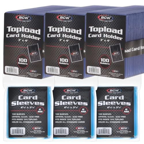 BCW Card Sleeves and Toploaders for Card Combo - 300 Count | Premium Top Loaders and Acid-Free Penny Sleeves | Great for Football, Magic: The Gathering, Pokémon, and Baseball Card Protectors - size: 300 Pack