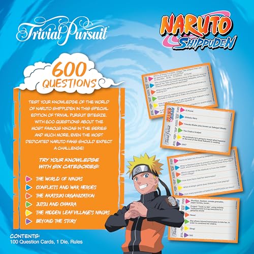 Trivial Pursuit: Naruto, Quick Play Edition Game, Test Your Knowledge with 600 Questions in 6 Categories Including The World of Ninjas, Akatsuki Organization and More, Officially Licensed Merchandise