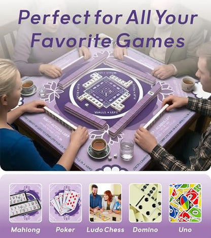 Mahjong Mat for Table, American Mahjong Mat(Purple) | 31.5" x 31.5",Anti-Slip, Noise-Reducing Gaming Mat for Mahjong/Poker/Board Games/Card Games/Dominoes - color: Purple