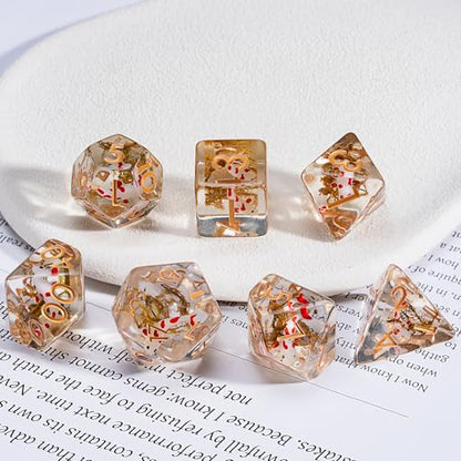 DND Fish Dice Set, Resin Cute Polyhedral Dice for Dungeons and Dragons, RPG, MTG D&D 7-DIE (D4, D6, D8, D10, D12, D20, D%) - color: Fish