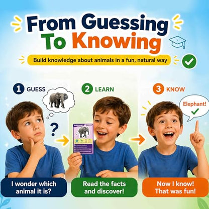 Quokka Who Guess It Better Animals Volume 1 – Educational Game with Visual Clues, Animal Discovery Card Set, 50 Cards, Screen-Free Travel Game for Kids Ages 6+ - color: Animals