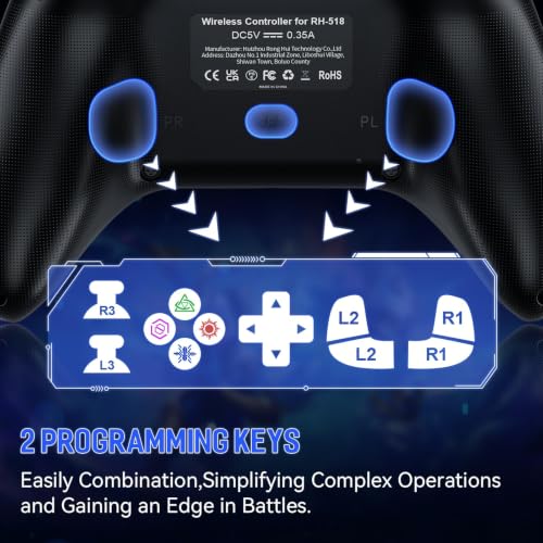 Gamrombo Wired Controller for PS5 Controller, Gaming Controllers for PlayStation 5 / PS5, PS4, PC, Support Turbo, Marco, 3.5mm Audio Jack - Black [playstation_5]