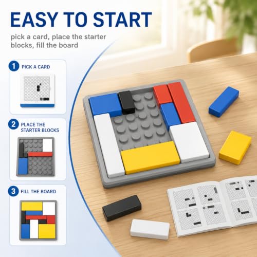 Logic Puzzle Brain Teaser Game for Kids and Adults, 88 Challenges with 4 Difficulty Levels, Portable Brain Training Logic Puzzle Game for Thinking Fun and Travel, Learning
