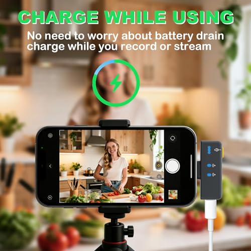 BSONE Wireless Lavalier Microphone for iPhone & Android, Clip-On Mini Mic with Charging Case, Rechargeable Professional Lapel Mics for Vlogging, Video Recording, Content Creators, YouTube, TikTok