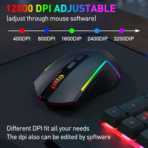 Redragon S151 Combo, K525 Wireless Gaming Keyboard + M616 10000 DPI Mouse | 4 On-the-Fly Combos, No Software Needed, 0-Delay Tri-Mode, 6-Button Precision Control, Shared Dongle, On-Board CPI Mice - color: S151 BK PRO