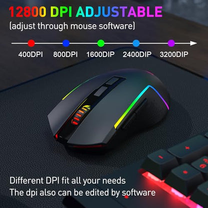 Redragon S151 Combo, K525 Wireless Gaming Keyboard + M616 10000 DPI Mouse | 4 On-the-Fly Combos, No Software Needed, 0-Delay Tri-Mode, 6-Button Precision Control, Shared Dongle, On-Board CPI Mice - color: S151 BK PRO
