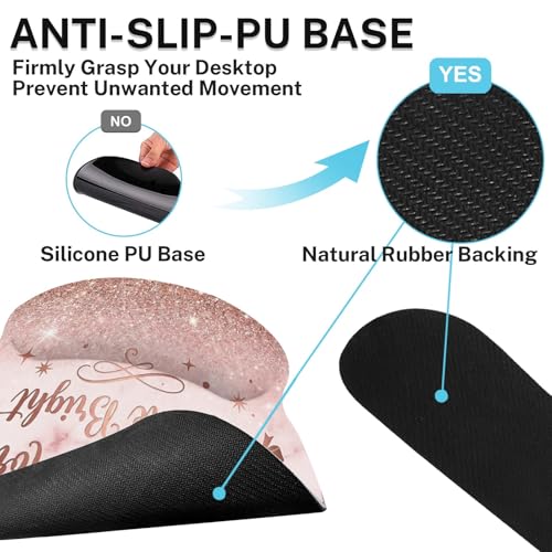 Britimes Pink Glitter Marble Keyboard Mouse Pad Set Bow Inspirational 4in1 Large Mousepad+Keyboard Wrist Rest+Mouse Wrist Rest+Coaster Ergonomic Design for Home Office Computer 35.4x15.7 inches - color: Pink Glitter Marble