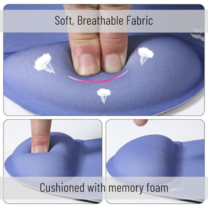 Mr. Pen- Ergonomic Mouse Pad with Wrist Rest | Dusky Blue-Purple Breathable Fabric with Memory Foam Cushion, Non-Slip Rubber Base, Gel Mouse Pad with Wrist Support - color: Dusky Blue-Purple