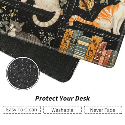 Cats and Bookshelves for MTG & TCG Playmat Mouse Pad,BFDHGQZC 24" x 14" Game Mat for MTG/RPG/CCG Trading Card Game Playmats Table Mat Perfect for Card Games Video Games Computer Office - color: Cats and Bookshelves