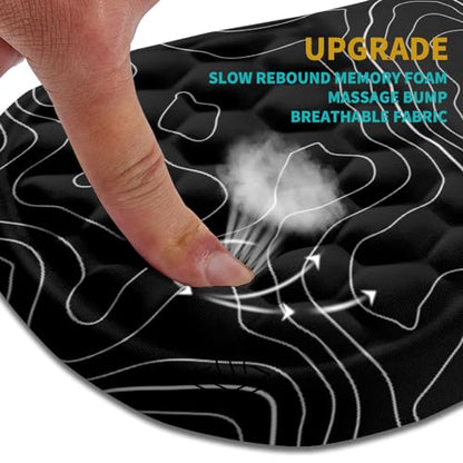 Hokafenle Ergonomic Mouse Pad Wrist Support, Wrist Rest Mousepad for Carpal Tunnel Pain Relief with Integrated Memory Foam Slope Massage Bulge (11.8x7.9 inch,Topographic Contour) - color: KM01-Topographic Contour