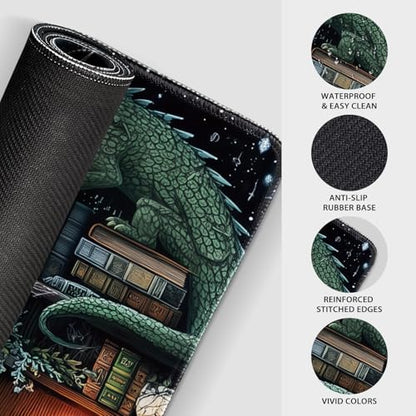 Mystical Gothic Library Large Gaming Mouse Pad Desk Mat 31.5x15.7 | Extended Mousepad, Non-Slip Rubber Base , Stitched Edges, for Computer/Laptop/Office/Home - color: Gothic Library