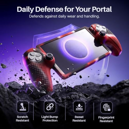 TNP Camouflage Red Silicone Case Cover Compatible with PlayStation Portal | Protective soft-grip shell for steadier handheld play; 1 flexible cover only, console and thumb grips not included - color: Camouflage Red
