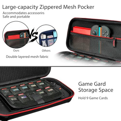 Travel Carrying Case for Nintendo Switch 2 2025, Large Volume Accessories Bundle Holder Anti Fall Shockproof Double Layer Hard Shell Protective Cover Pouch Waterproof Portable with Card Slots Black - color: Black, style: Antifall