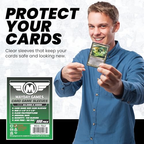 Mayday Games Standard Card Sleeves 63.5x88mm - 2 1/2" X 3 1/2 Clear Polypropylene, 40 Micron, 100 Standard Board Game Card Sleeves- MDG-7041 - size: Standard, style: Splendor