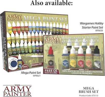 The Army Painter Wargames Mega Brush Set, Black, 10 Miniature Paint Brushes, Incl. Free Masterclass Kolinsky Sable Hair and Detail Paint Brush with Fine Tip - for Miniature Painting, D&D & Warhammer