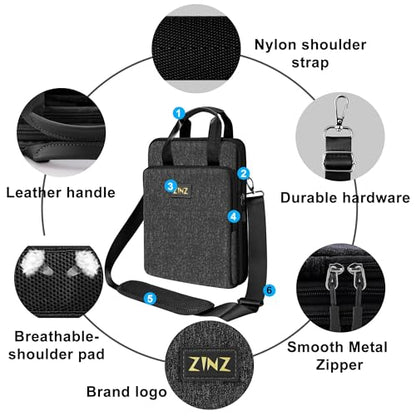 ZINZ Laptop Shoulder Bag 12.3-13 inch Case Sleeve, Expandable Handbag with Valuables Compartment Compatible with MacBook Air/Pro/Neo 13", iPad 12.9"/13"/11", Shockproof,Black - color: Black