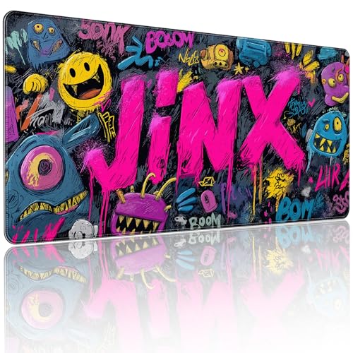 35.4 x 15.7 inches，Extra Large Gaming Mouse Pad，with Fun Graffiti Artwork Desk Mat, School, and Home Decoration，Mouse Pads for Workstation, Striking Text Design Features a Non-Slip Rubber Base - color: Fun Graffiti Style