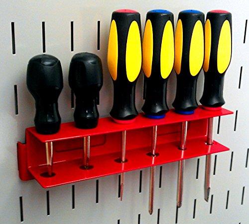 Wall Control Screwdriver Holder Bracket Slotted Metal Pegboard Accessory Slotted Tool Board - Red - color: Red, size: 8in x 2in x 2in