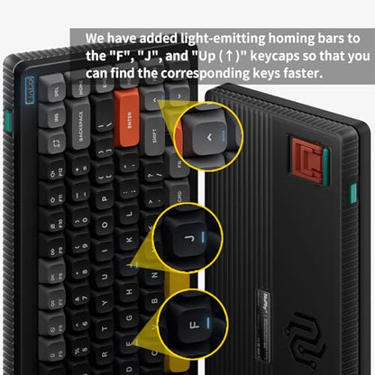 nuphy Halo75 V2 Mechancial Gaming Kyeboard,75% Wireless Hot Swappable Bluetooth Keyboard,83 Kyes RGB Backlit Keyboard,Support Bluetooth/2.4GHz/USB-C (Black, Mint (37gf)) - color: Black, size: Mint (37gf)
