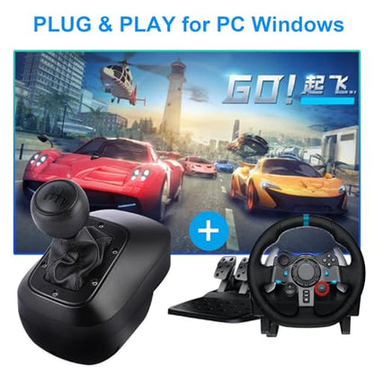 NBCP Gear Shifter for Logitech G29 Driving Force – High-Performance Six-Speed H-Pattern Shifter with Push-Down Reverse, Durable Construction, Secure Mounting for Racing Wheels
