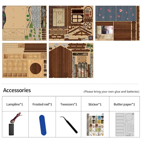 Book Nook Kit - DIY Miniature House Kit for Adults and Teens, Booknook Tiny Japanese Dollhouse Kit Bookshelf Decor 3D Wooden Puzzle, Gifts for Family, Friends - style: Moss Lamp & Garden
