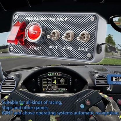 4 +1 Rocker Switch Panel for USB Simulator Racing Games; PC Carbon Fiber Ignition Switch Panel Carbon Fiber for Assetto Corsa Engine Start Stop Push Button Box Dirt Rally2