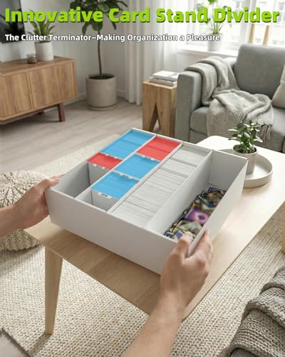 Card Storage Bbox, 4 Row Card Box for Standard Card with Card Stoppers 1Pcs | 4 Row Cardboard Storage Box for Standard Card Laminated Cardboard Surface Card Stopper - size: 1 Pack