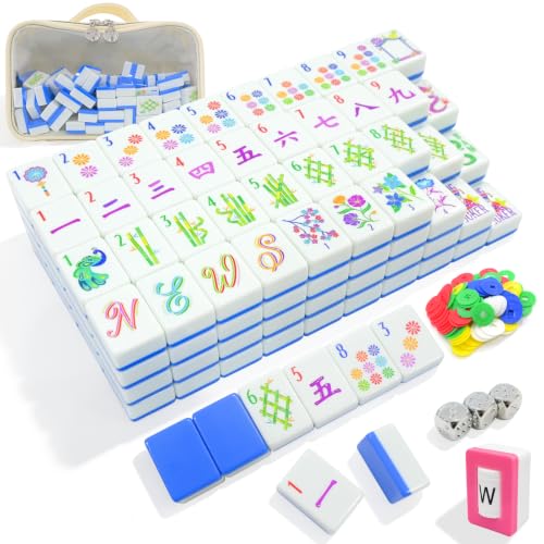 American Mahjong Set, 160 Blue Melamine Tiles (1.2”) - color: A-blue