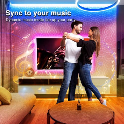 hyrion 100 ft Bluetooth LED Strip Lights,Music Sync Color Changing Lights Strip,5050 RGB Tape Lighting with Remote,Smart Phone App Control for Bedroom,Bar,Room DIY (APP+Remote) | Music Sync Color Changing Lights Strip, 5050 RGB Tape Lighting with Remote,