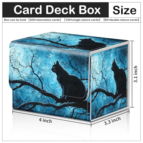 Card Deck Box for MTG Trading Cards with Magnetic Closure,Premium Card Storage Box Case Cover for TCG CCG Magic Cards,Black Cat on Tree - color: Black Cat on Tree