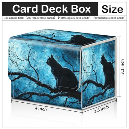 Card Deck Box for MTG Trading Cards with Magnetic Closure,Premium Card Storage Box Case Cover for TCG CCG Magic Cards,Black Cat on Tree - color: Black Cat on Tree