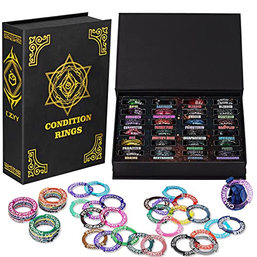 CZYY RPG Condition Rings, 96 Status Effect Markers with Storage Box | 24 Conditions and Spell Effects, Color Rings with Readable Text, Fits Miniature Battles, Great Tool for DND Players & DMs - color: Style a