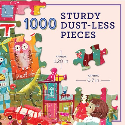 eeBoo Holiday Village 1000 Piece Square Jigsaw Puzzle, 23" x 23" | Double coated, sturdy & dust free pieces with a satisfying snap. Includes full color reference insert. Vibrant, original art - style: Holiday Village piece Puzzle
