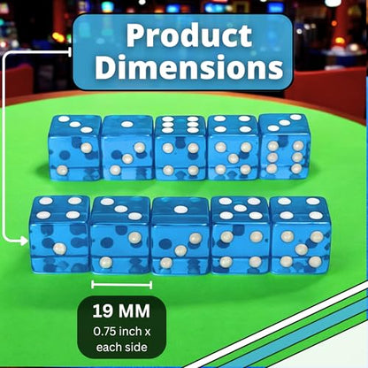 Luck Lab 10 Piece 19 mm Dice Pack - Acrylic and Translucent D6 Dice, Square w/Rounded Edge for Casino, Craps, RPG MTG DND Dice Table Games and Board Games (Light Blue) - color: Light Blue