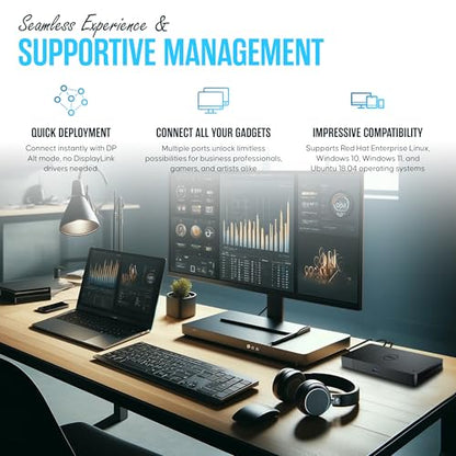 WD19S Dell Docking Station Dual Monitor - Dock Station with 180W + USB Type-C + HDMI + Dual DisplayPort - Ultimate Laptop Docking Station