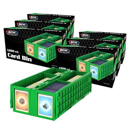 BCW Collectible Card Bin Green | Holds up to 1600 Cards | Plastic Storage Box for Pokémon, MTG & Sports Cards - 6 Pack - size: 6 Pack