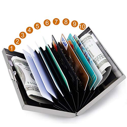 RFID Credit Card Holder Protector Metal Credit Card Wallet Business Card Holder for Men Women Gift Box Package (Silver) - color: 01 Silver