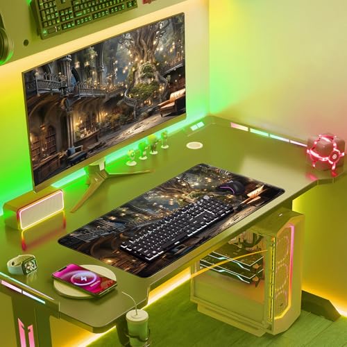 Dark Academia Bookish Desk Mat Adventure Dreams Extended Mousepad Large Gaming Mousepad Black Extended Mouse Pad XXL Laptop Computer Mouse Keyboard Mat 31.5 x 15.7 - color: A9- Bookish Academia