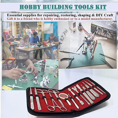 Professional Gundam Modeler Basic Tools Craft Set Hobby Building Kit with Carrying Case Ideal for Model Building Repairing and Fixing Warhammer Detail Miniature Figures Repairing (Craft Kit - 44 Pcs)