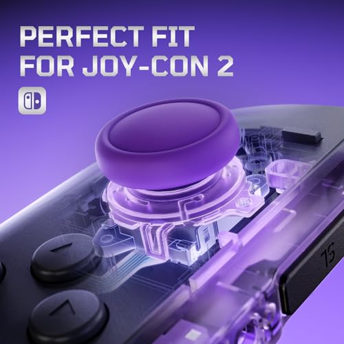 eXtremeRate Replacement 3D Joystick & Thumb Grips & Side Rail Shell Buttons for Nintendo Switch 2 JoyCon, Console Rail Stickers Left Right Analog Thumbsticks Caps for Switch 2 - Clear Atomic Purple - color: Clear Atomic Purple